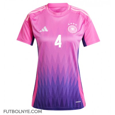 Camiseta Alemania Jonathan Tah #4 Visitante Equipación para mujer Eurocopa 2024 manga corta Camiseta Alemania Jonathan Tah #4 Visitante Equipación para mujer Eurocopa 2024 manga corta